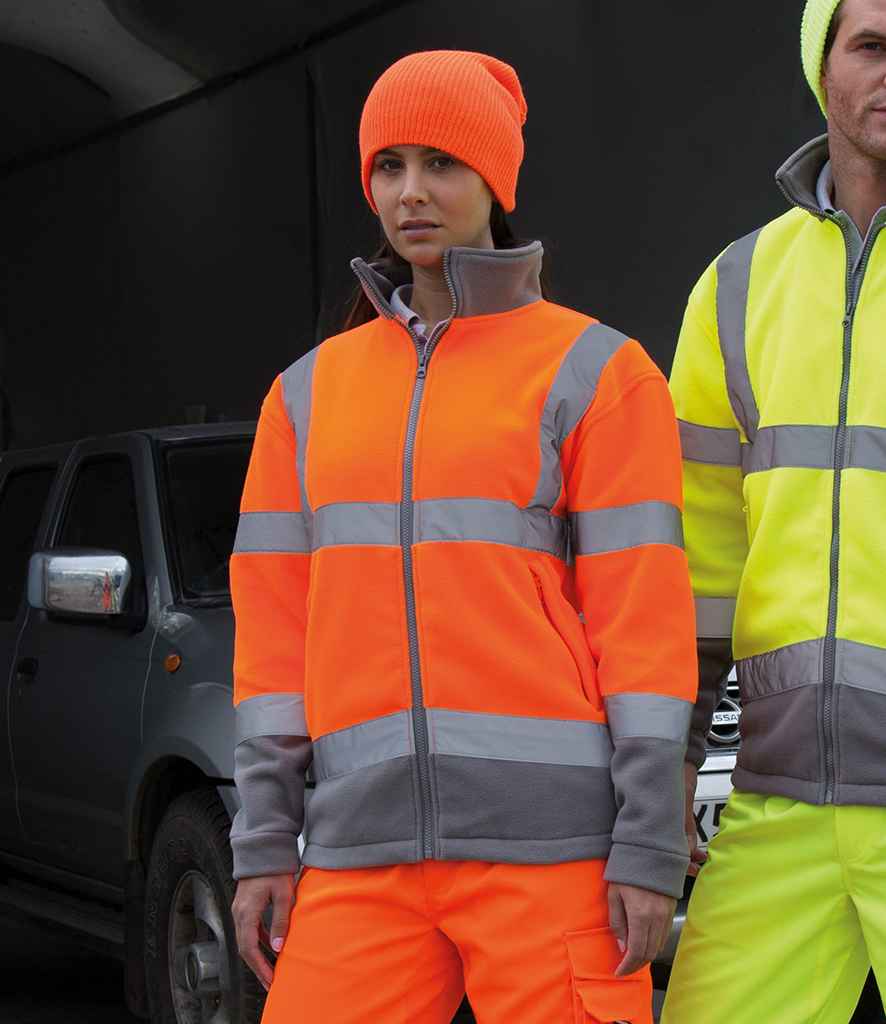 Result Safe-Guard Hi-Vis Micro Fleece Jacket in by Result Safe-Guard — Custom branded clothing by Print Press, featuring premium embroidery produced in our specialist print lab in the UK.