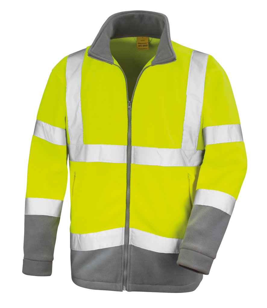 Result Safe-Guard Hi-Vis Micro Fleece Jacket in by Result Safe-Guard — Custom branded clothing by Print Press, featuring premium embroidery produced in our specialist print lab in the UK.