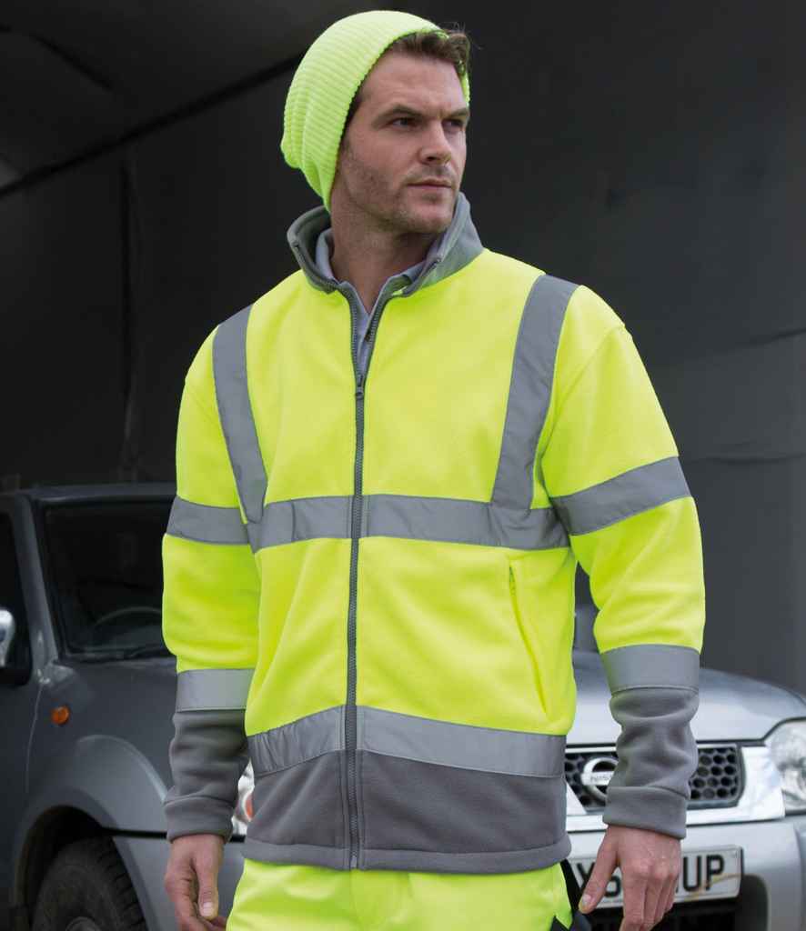 Result Safe-Guard Hi-Vis Micro Fleece Jacket in Fluorescent Yellow by Result Safe-Guard — Custom branded clothing by Print Press, featuring premium embroidery produced in our specialist print lab in the UK.