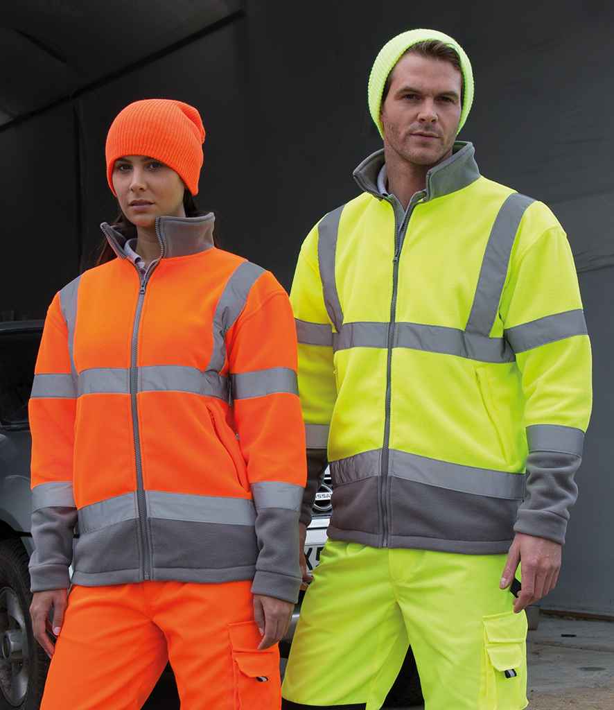 Result Safe-Guard Hi-Vis Micro Fleece Jacket in by Result Safe-Guard — Custom branded clothing by Print Press, featuring premium embroidery produced in our specialist print lab in the UK.
