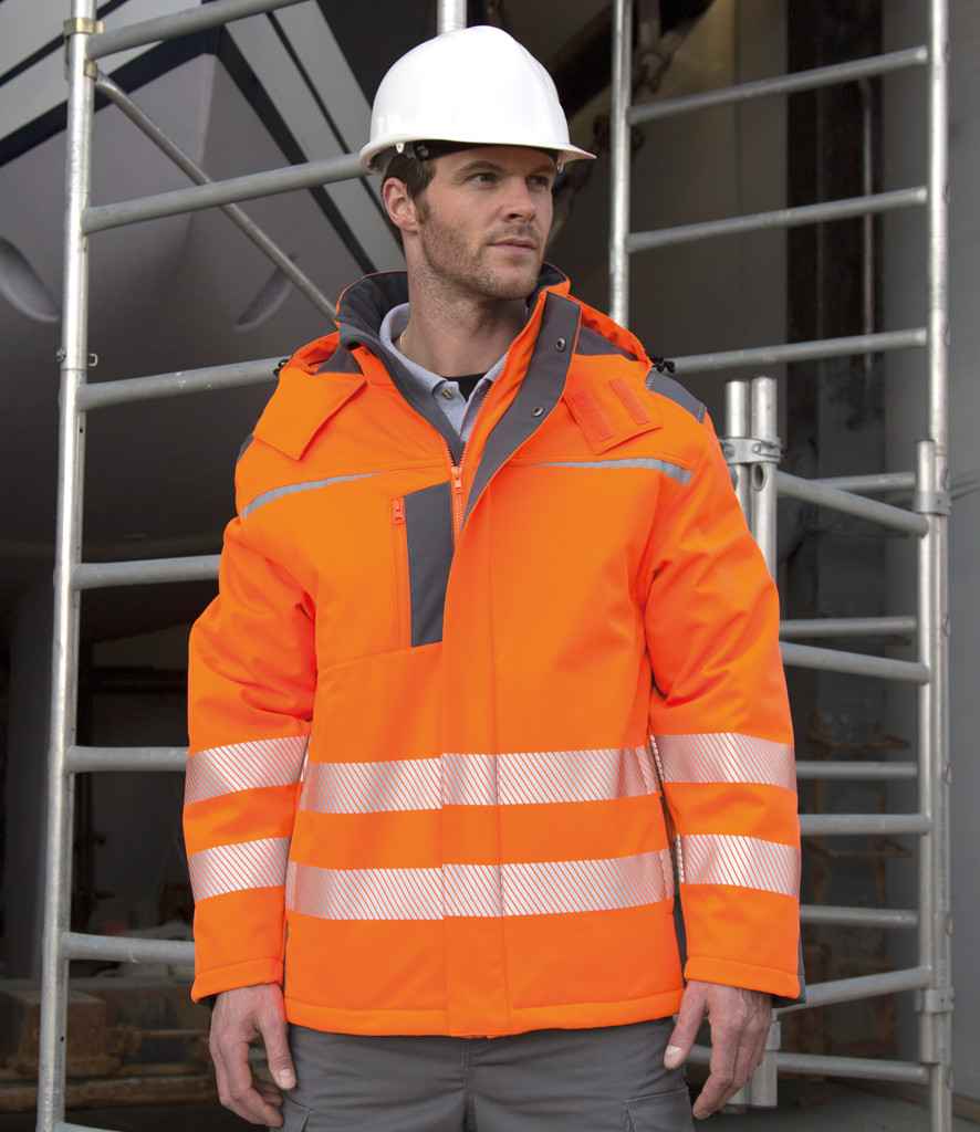 Result Safe-Guard Dynamic Soft Shell Jacket in Fluorescent Orange by Result Safe-Guard — Custom branded clothing by Print Press, featuring premium embroidery produced in our specialist print lab in the UK.
