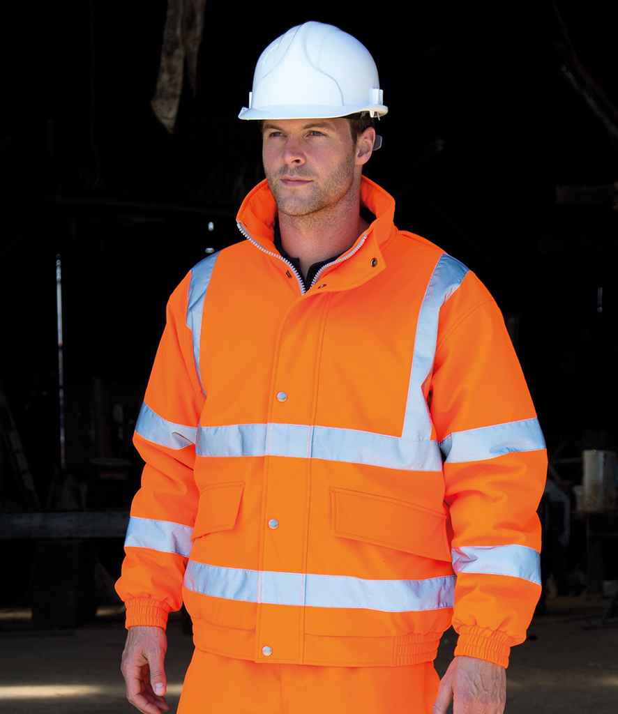 Result Safe-Guard Padded Soft Shell Jacket in Fluorescent Orange by Result Safe-Guard — Custom branded clothing by Print Press, featuring premium embroidery produced in our specialist print lab in the UK.
