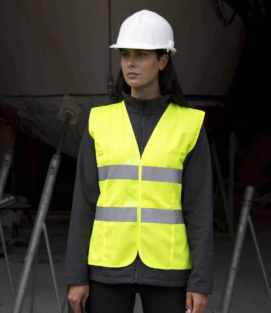 Result Core Ladies Hi-Vis Vest in Fluorescent Yellow by Result Core — Custom branded clothing by Print Press, featuring premium embroidery produced in our specialist print lab in the UK.