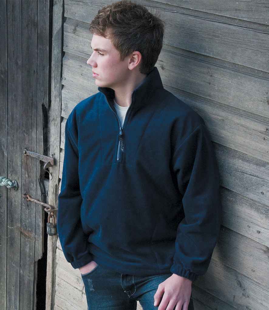 Result Kids/Youths Zip Neck Polartherm Fleece in Navy by Result — Custom branded clothing by Print Press, featuring premium embroidery produced in our specialist print lab in the UK.