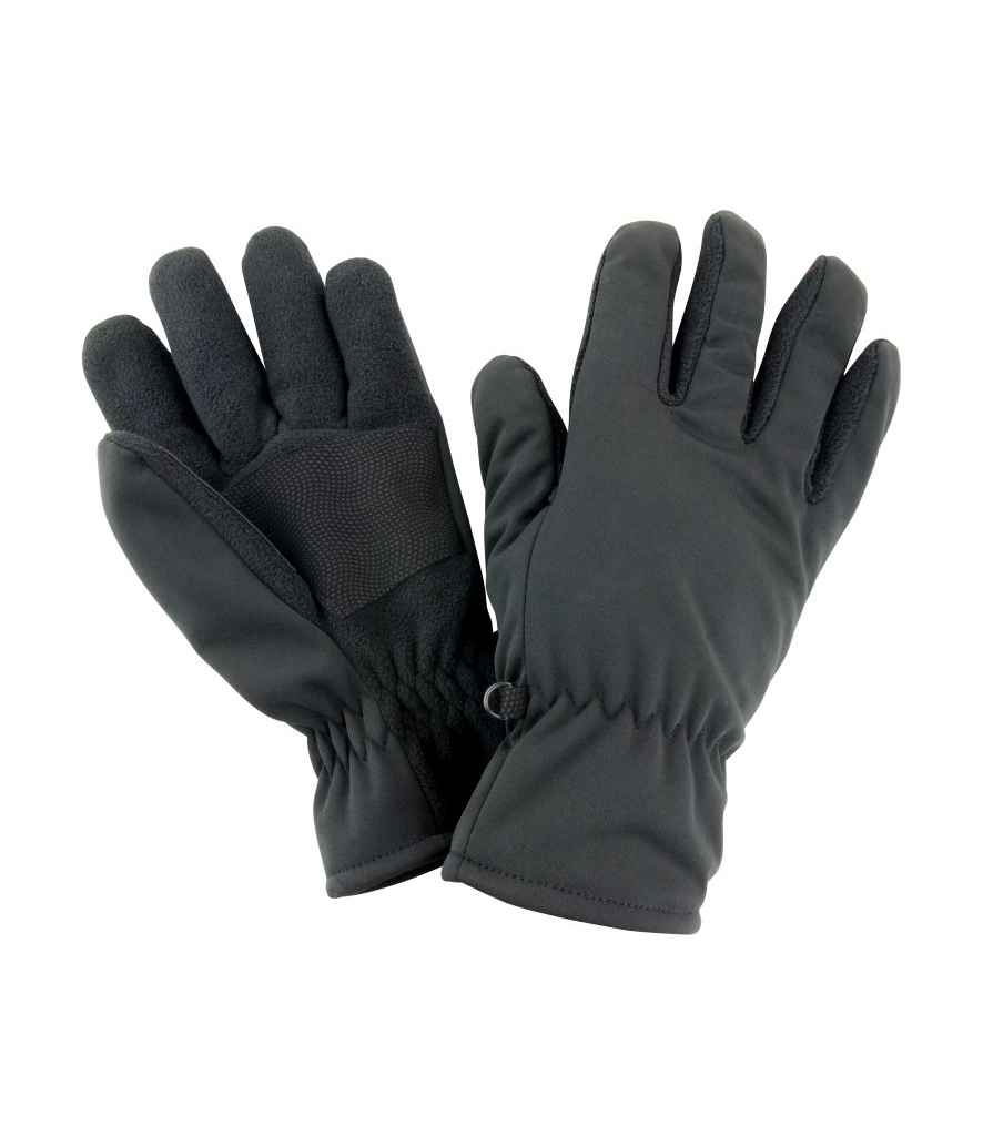 Result Soft Shell Thermal Gloves in Black by Result Winter Essentials — Custom branded clothing by Print Press, featuring premium embroidery produced in our specialist print lab in the UK.