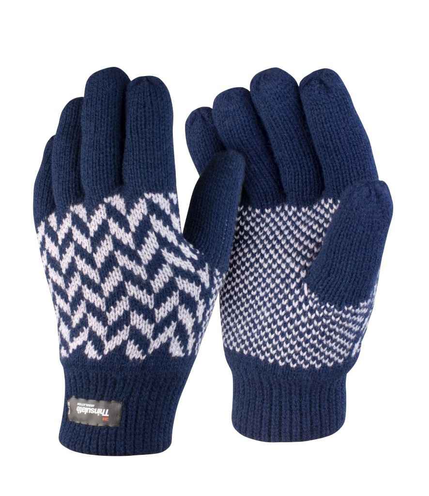 Result Pattern Thinsulate Gloves in Navy Grey by Result Winter Essentials — Custom branded clothing by Print Press, featuring premium embroidery produced in our specialist print lab in the UK.