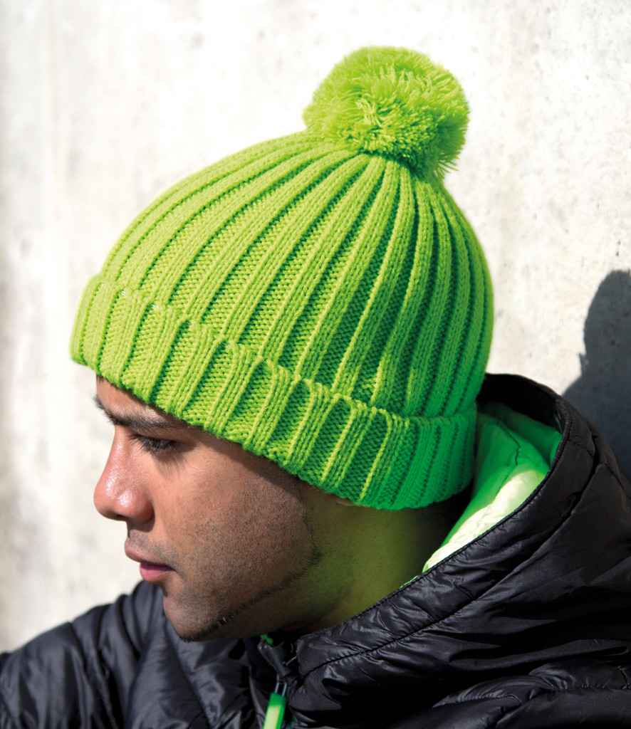 Result HDi Quest Knitted Hat in ONE Lime Green by Result Winter Essentials — Custom branded clothing by Print Press, featuring premium embroidery produced in our specialist print lab in the UK.