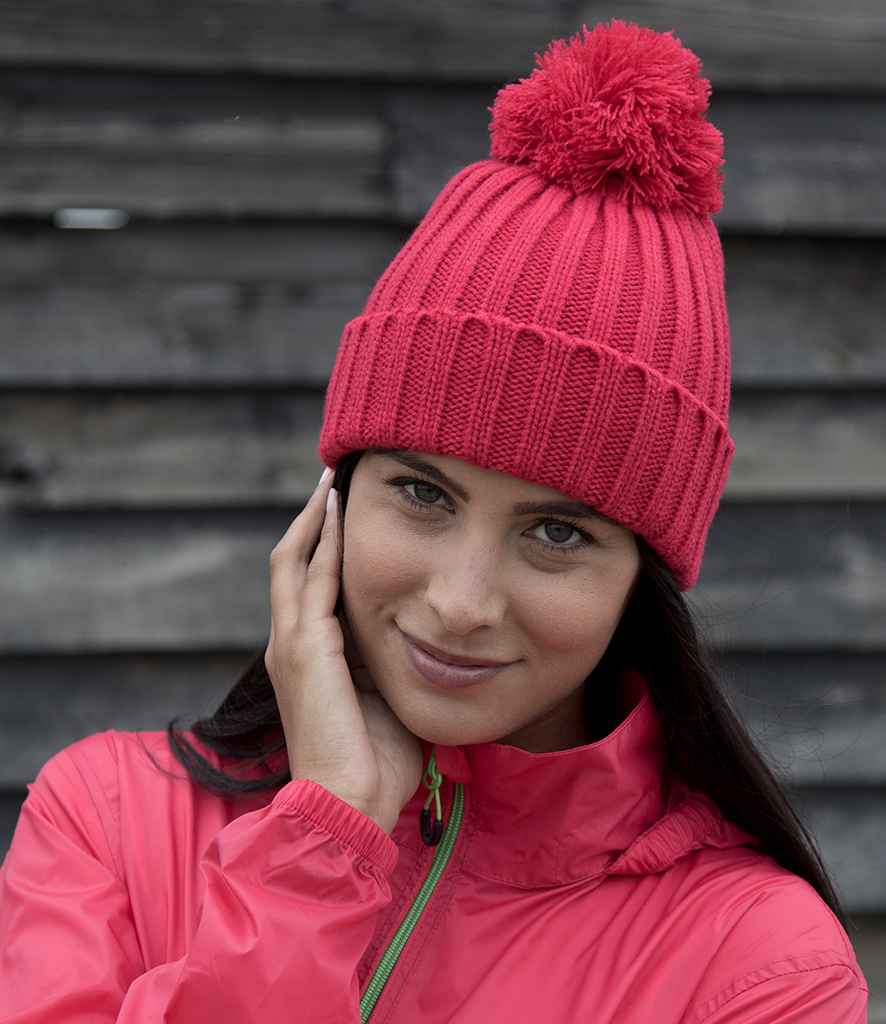 Result HDi Quest Knitted Hat in ONE Raspberry by Result Winter Essentials — Custom branded clothing by Print Press, featuring premium embroidery produced in our specialist print lab in the UK.