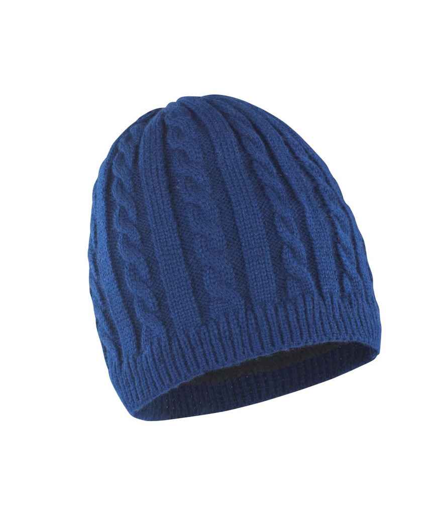 Result Mariner Knitted Hat in ONE Navy by Result Winter Essentials — Custom branded clothing by Print Press, featuring premium embroidery produced in our specialist print lab in the UK.