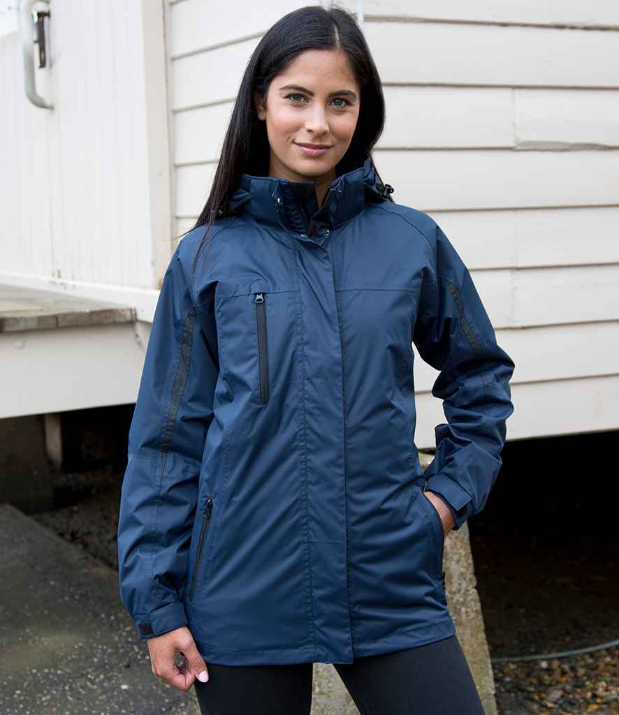 Result Ladies Journey 3-in-1 Jacket with Soft Shell Inner in Navy Black by Result — Custom branded clothing by Print Press, featuring premium embroidery produced in our specialist print lab in the UK.