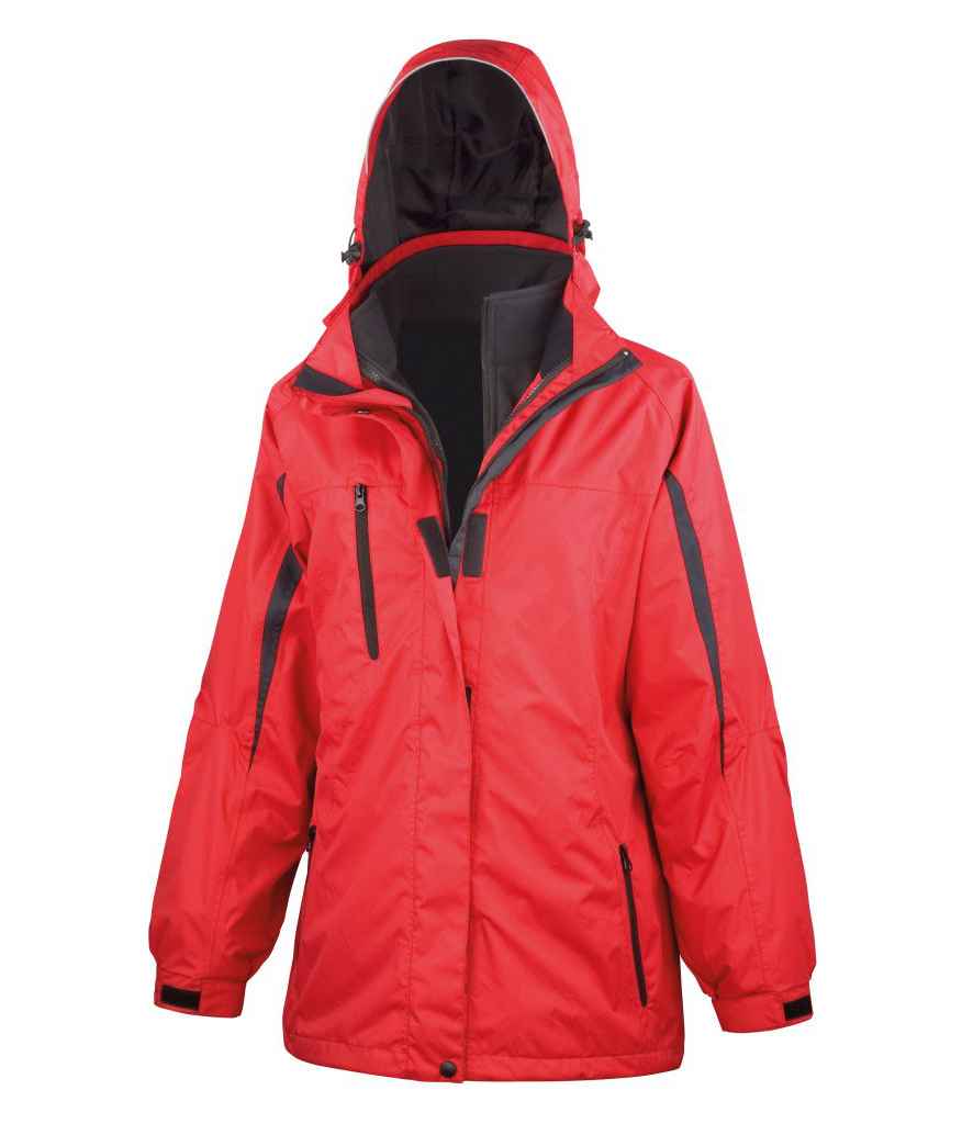 Result Ladies Journey 3-in-1 Jacket with Soft Shell Inner in Red Black by Result — Custom branded clothing by Print Press, featuring premium embroidery produced in our specialist print lab in the UK.