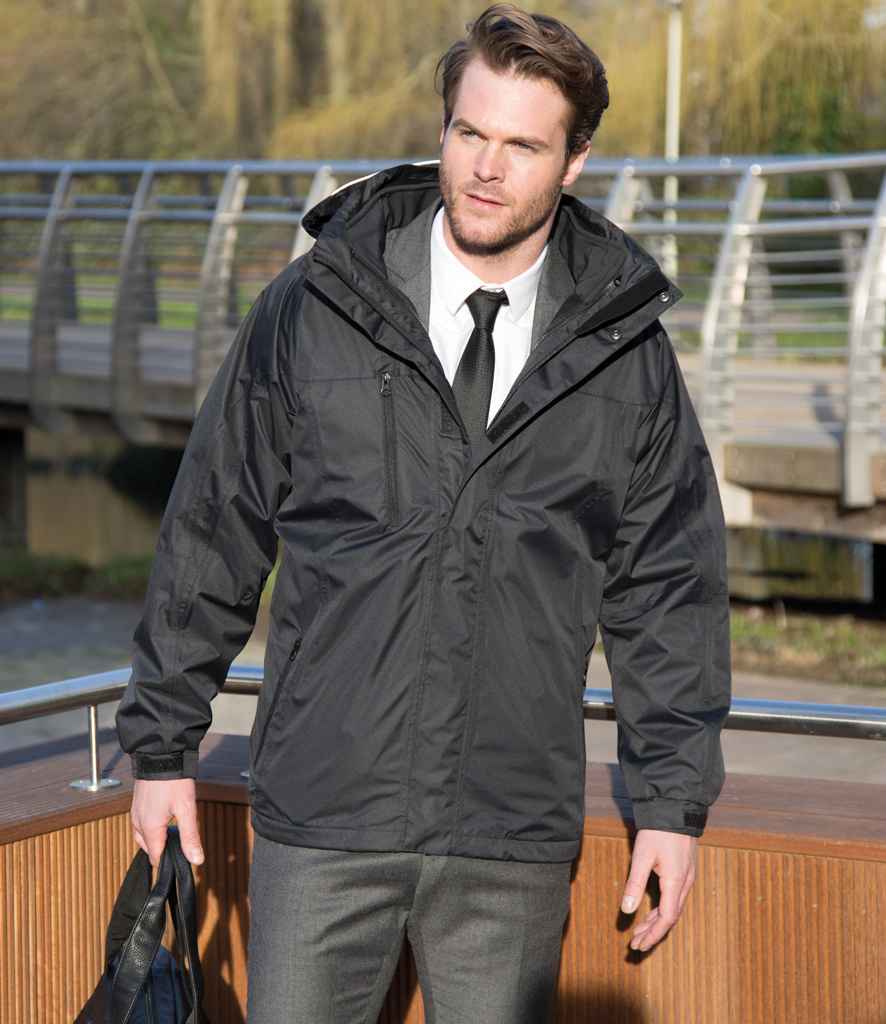 Result Journey 3-in-1 Jacket with Soft Shell Inner in Black Black by Result — Custom branded clothing by Print Press, featuring premium embroidery produced in our specialist print lab in the UK.