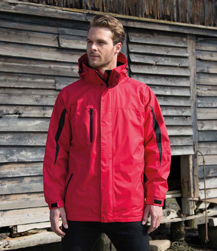 Result Journey 3-in-1 Jacket with Soft Shell Inner in Red Black by Result — Custom branded clothing by Print Press, featuring premium embroidery produced in our specialist print lab in the UK.