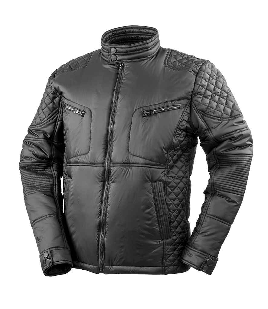 Result Urban Padded Biker Style Jacket in by Result Urban — Custom branded clothing by Print Press, featuring premium embroidery produced in our specialist print lab in the UK.