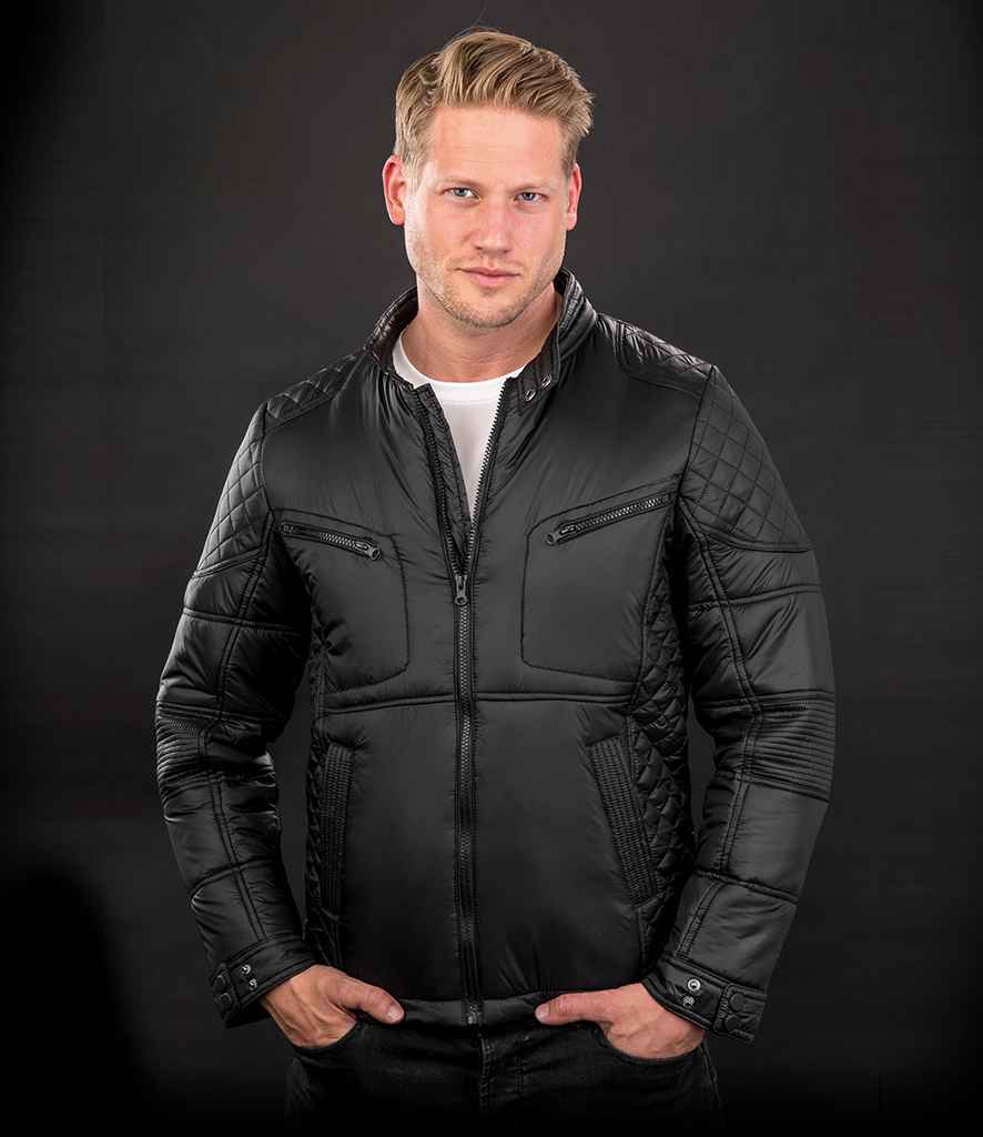 Result Urban Padded Biker Style Jacket in by Result Urban — Custom branded clothing by Print Press, featuring premium embroidery produced in our specialist print lab in the UK.