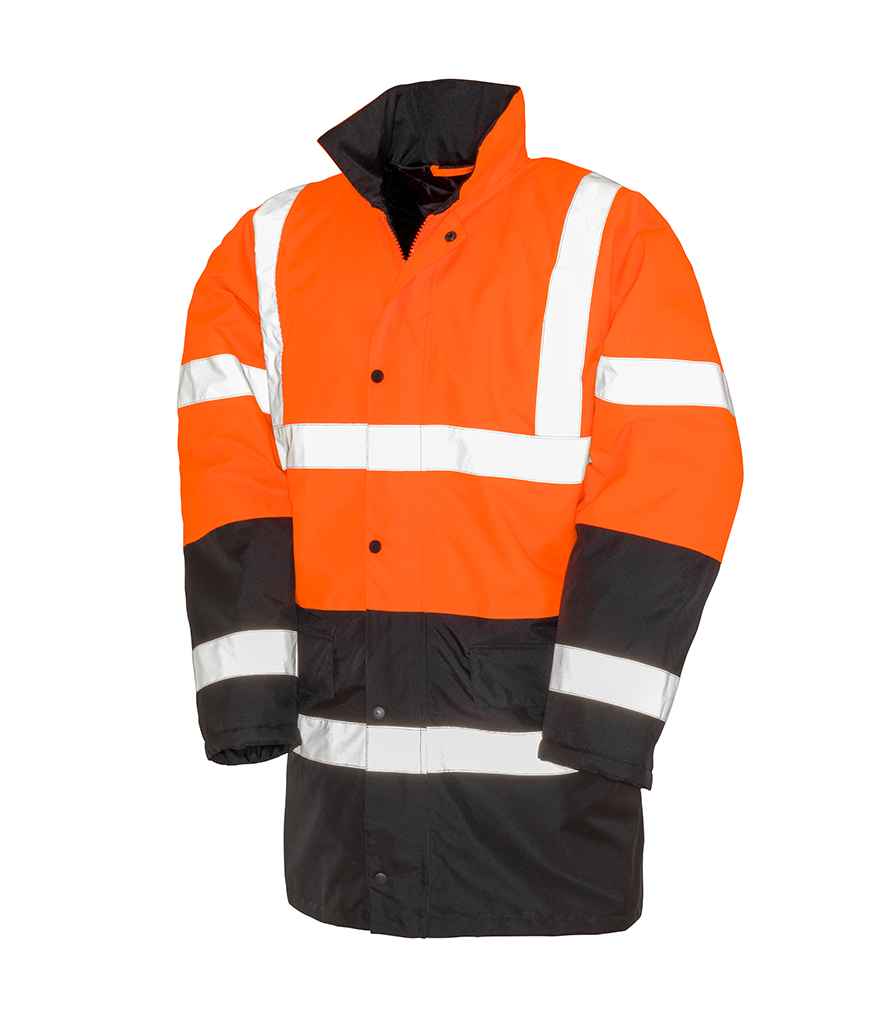 Result Core Motorway Two Tone Safety Jacket in by Result Core — Custom branded clothing by Print Press, featuring premium embroidery produced in our specialist print lab in the UK.
