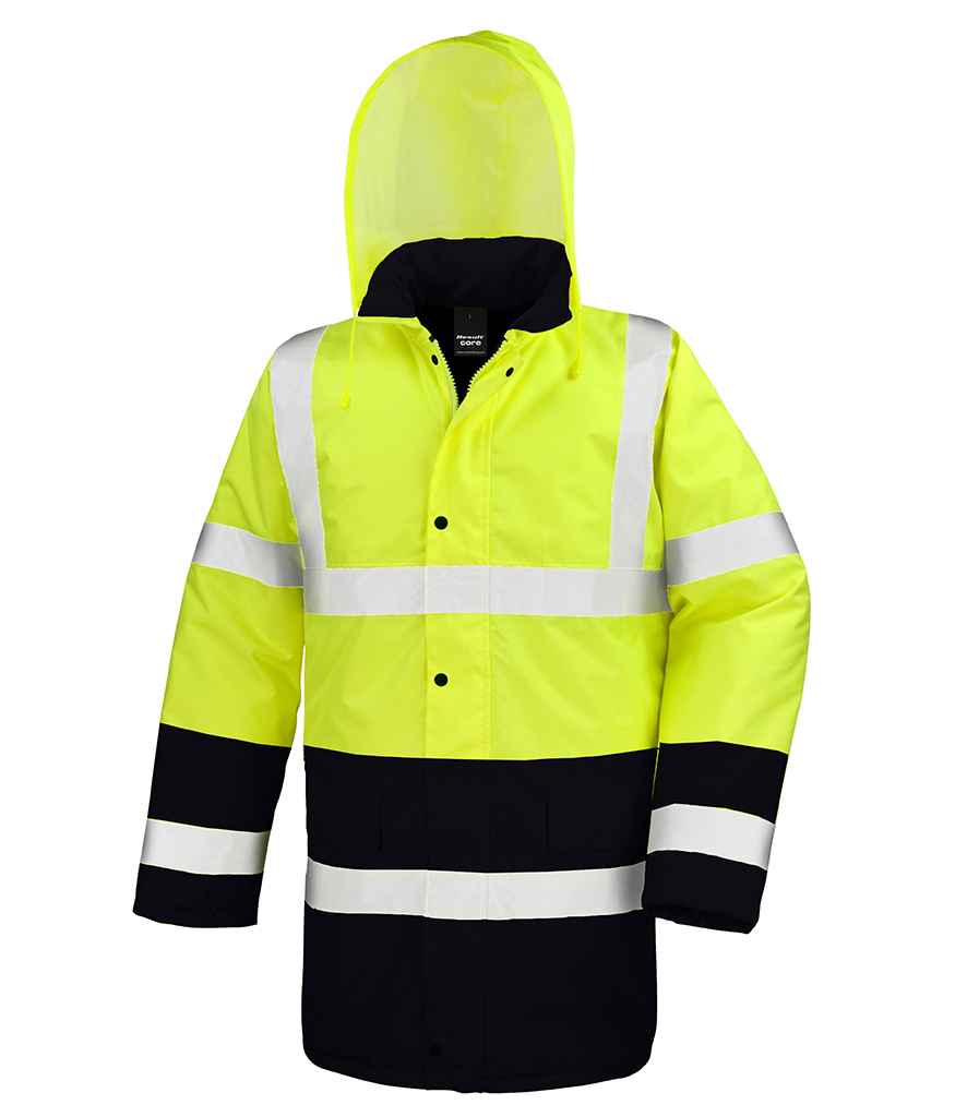 Result Core Motorway Two Tone Safety Jacket in by Result Core — Custom branded clothing by Print Press, featuring premium embroidery produced in our specialist print lab in the UK.