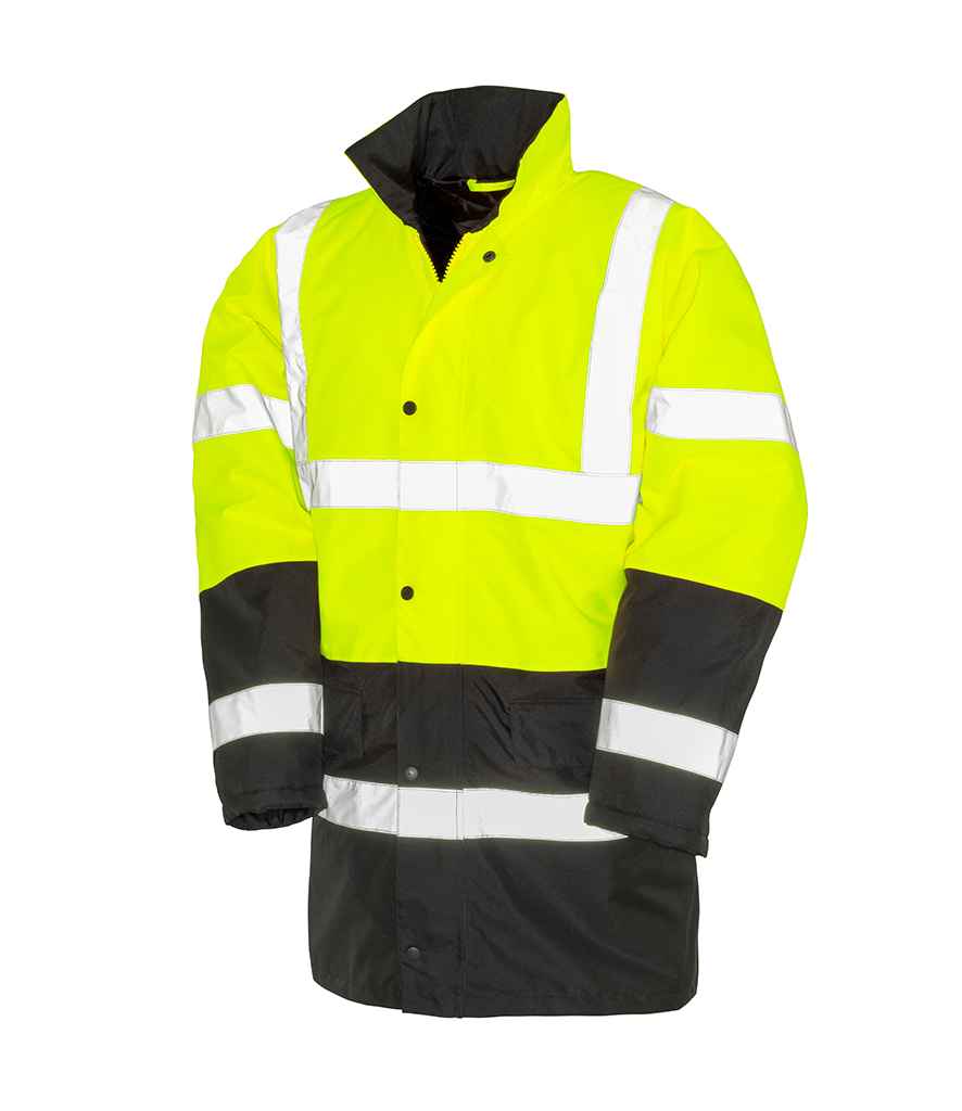 Result Core Motorway Two Tone Safety Jacket in by Result Core — Custom branded clothing by Print Press, featuring premium embroidery produced in our specialist print lab in the UK.