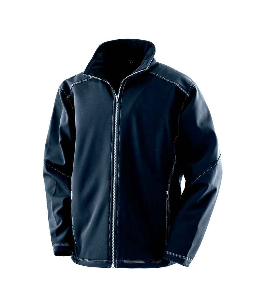 Result Work-Guard Treble Stitch Soft Shell Jacket in Navy by Result Work-Guard — Custom branded clothing by Print Press, featuring premium embroidery produced in our specialist print lab in the UK.