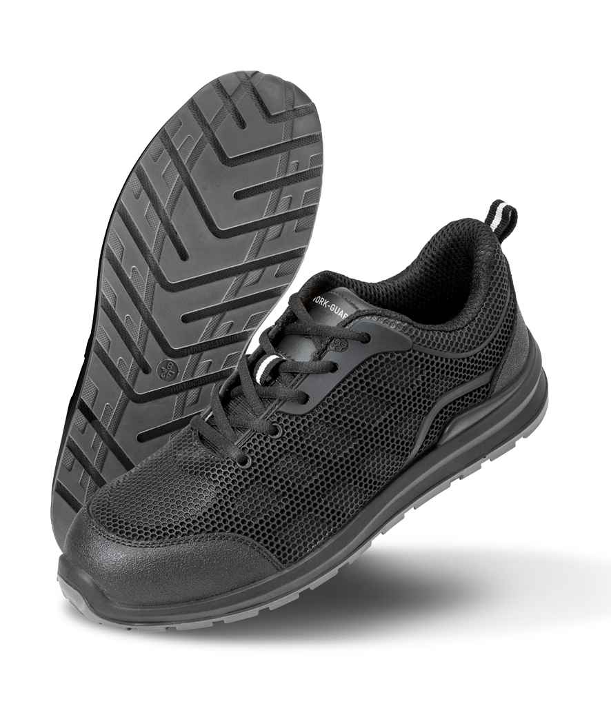 Result Work-Guard All Black SRA SB Safety Trainers in by Result Work-Guard — Custom branded clothing by Print Press, featuring premium embroidery produced in our specialist print lab in the UK.