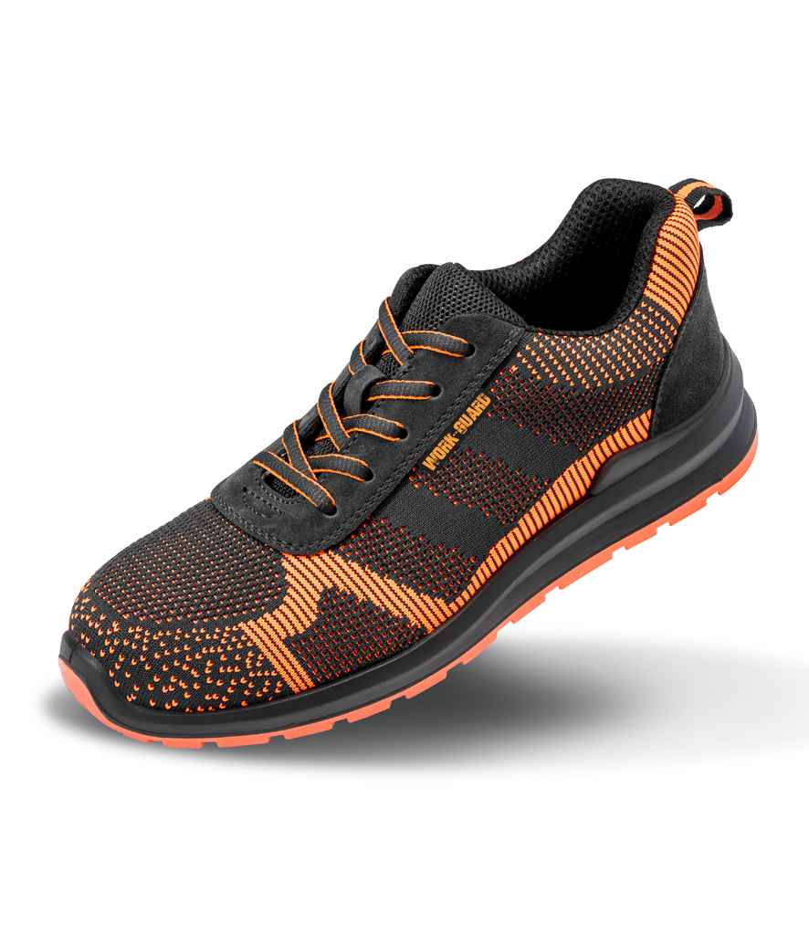 Result Work-Guard Hardy SRA SB Safety Trainers in Black Orange by Result Work-Guard — Custom branded clothing by Print Press, featuring premium embroidery produced in our specialist print lab in the UK.
