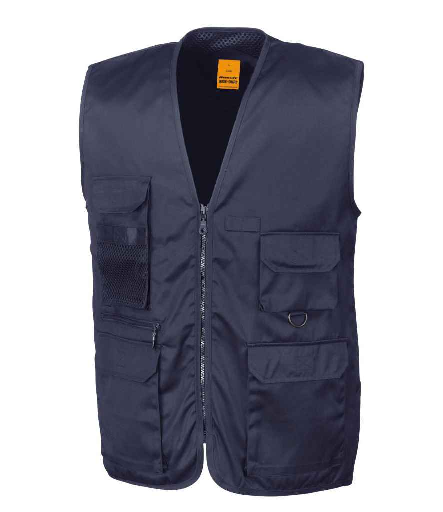 Result Work-Guard Safari Waistcoat in Midnight Navy by Result Work-Guard — Custom branded clothing by Print Press, featuring premium embroidery produced in our specialist print lab in the UK.
