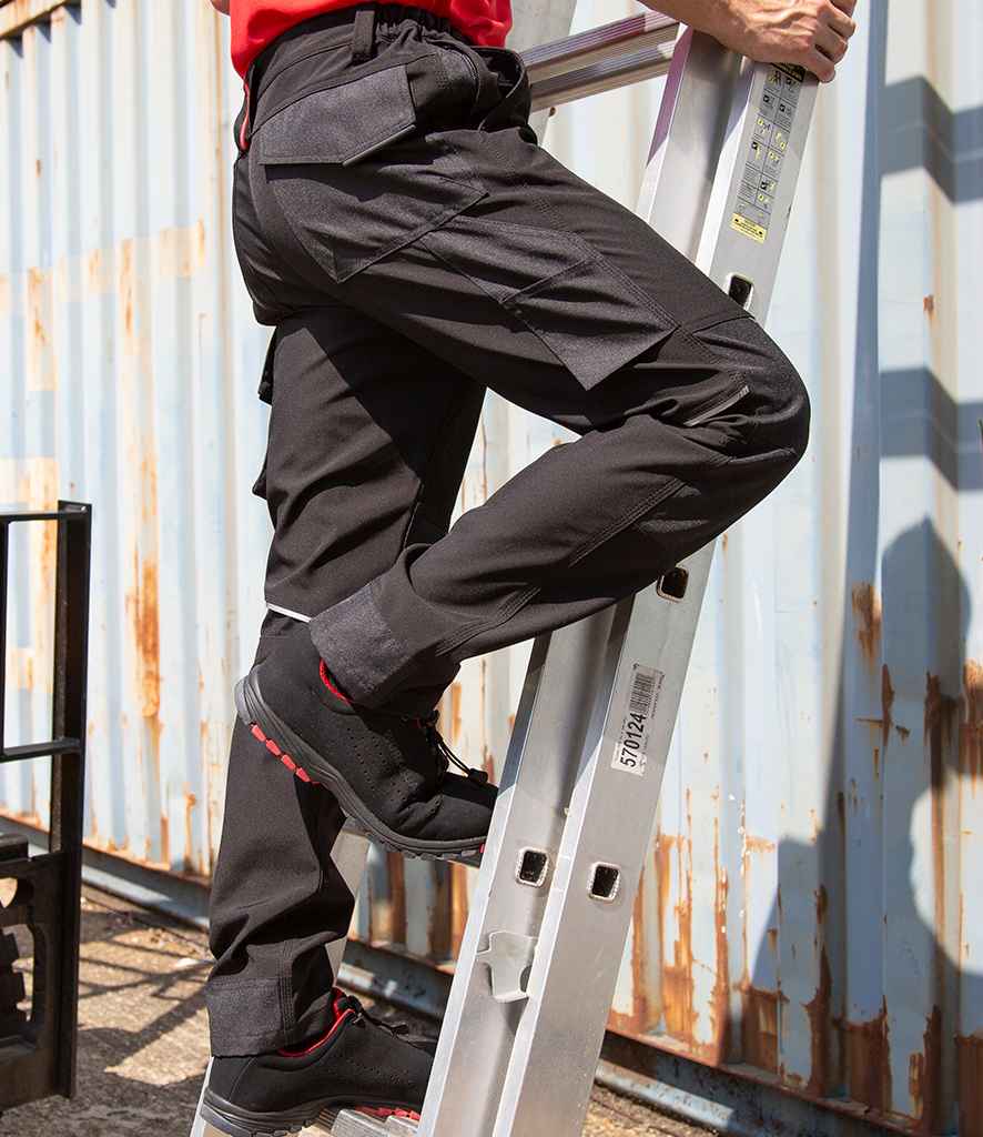 Result Work-Guard Slim Fit Soft Shell Trousers in by Result Work-Guard — Custom branded clothing by Print Press, featuring premium embroidery produced in our specialist print lab in the UK.