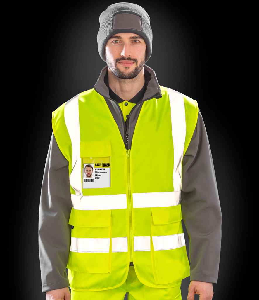 Result Safe-Guard Heavy Duty Poly/Cotton Security Vest in Yellow by Result Safe-Guard — Custom branded clothing by Print Press, featuring premium embroidery produced in our specialist print lab in the UK.