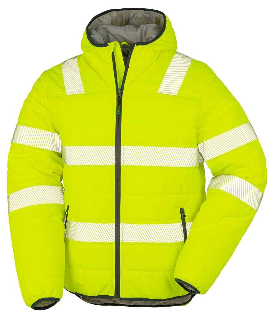 Result Genuine Recycled Ripstop Padded Safety Jacket in Fluorescent Yellow by Result Genuine Recycled — Custom branded clothing by Print Press, featuring premium embroidery produced in our specialist print lab in the UK.