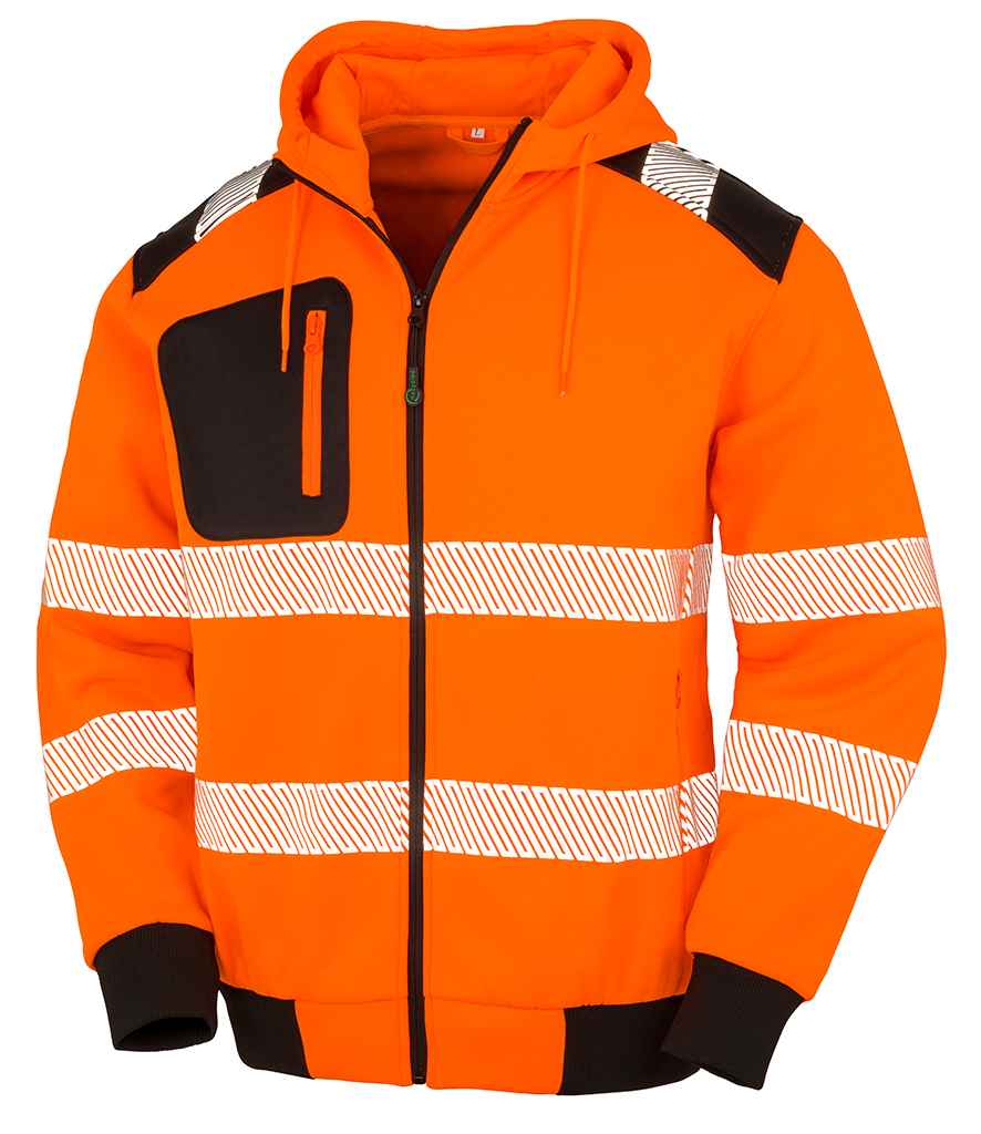 Result Genuine Recycled Safety Zip Hoodie in by Result Genuine Recycled — Custom branded clothing by Print Press, featuring premium embroidery produced in our specialist print lab in the UK.