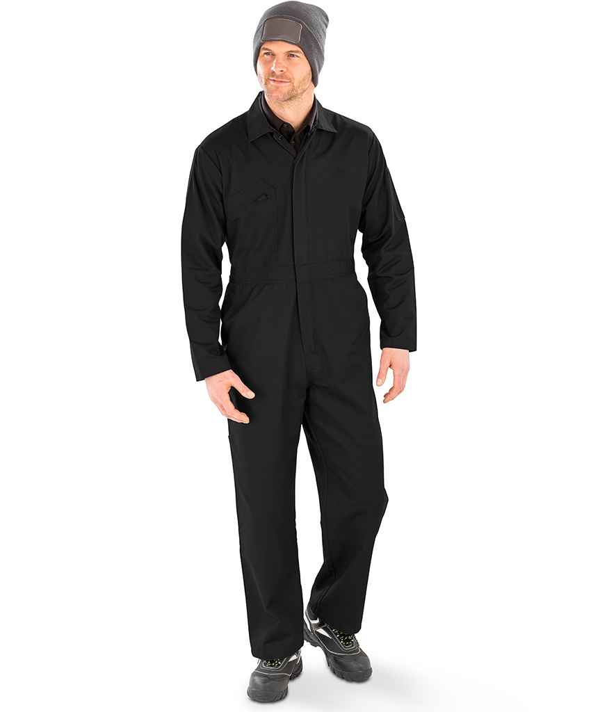 Result Genuine Recycled Action Overalls in Black by Result Genuine Recycled — Custom branded clothing by Print Press, featuring premium embroidery produced in our specialist print lab in the UK.