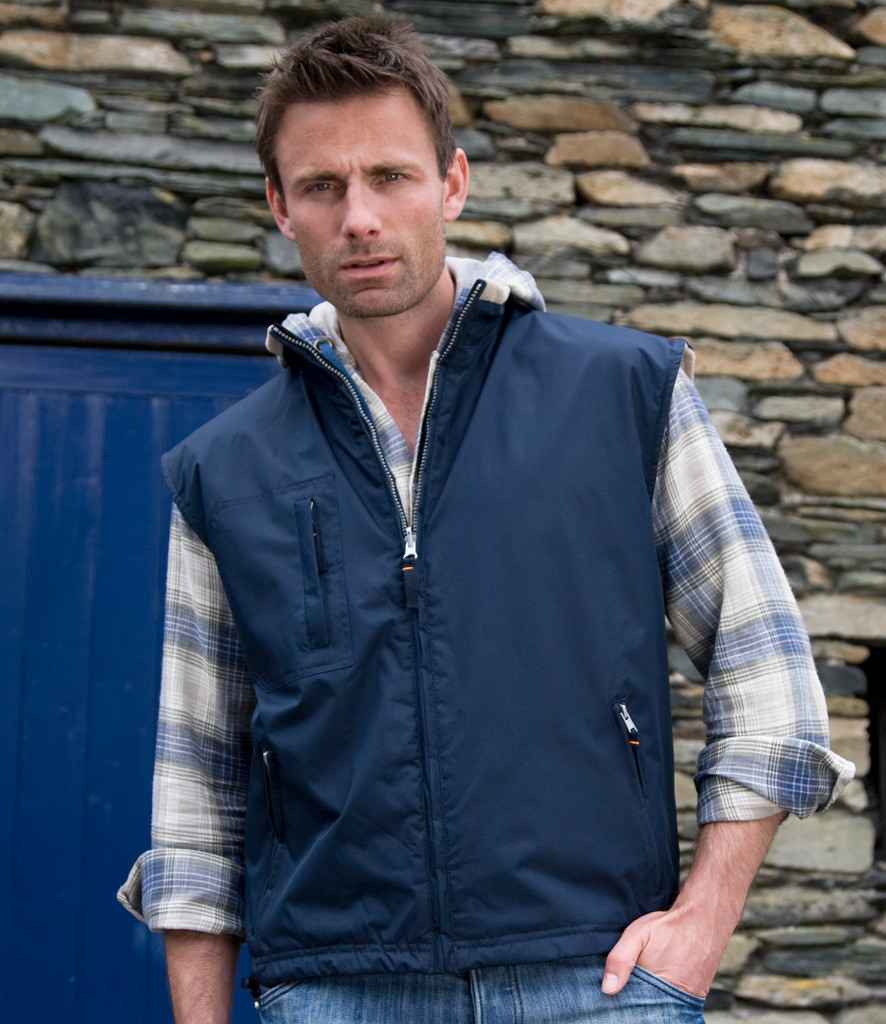 Result Reversible Bodywarmer in XS Navy Camel by Result — Custom branded clothing by Print Press, featuring premium embroidery produced in our specialist print lab in the UK.