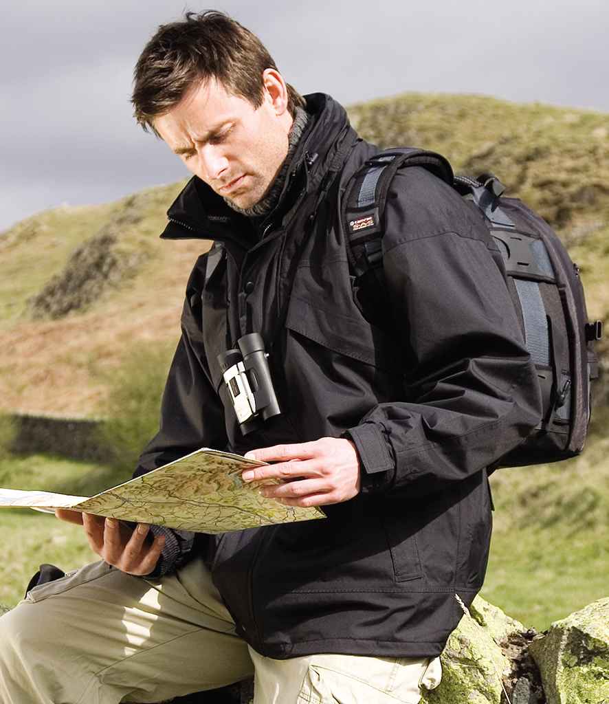 Result 3-in-1 Waterproof Zip and Clip Fleece Lined Jacket in Black Black by Result — Custom branded clothing by Print Press, featuring premium embroidery produced in our specialist print lab in the UK.