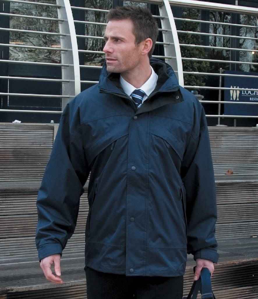 Result 3-in-1 Waterproof Zip and Clip Fleece Lined Jacket in Navy Black by Result — Custom branded clothing by Print Press, featuring premium embroidery produced in our specialist print lab in the UK.