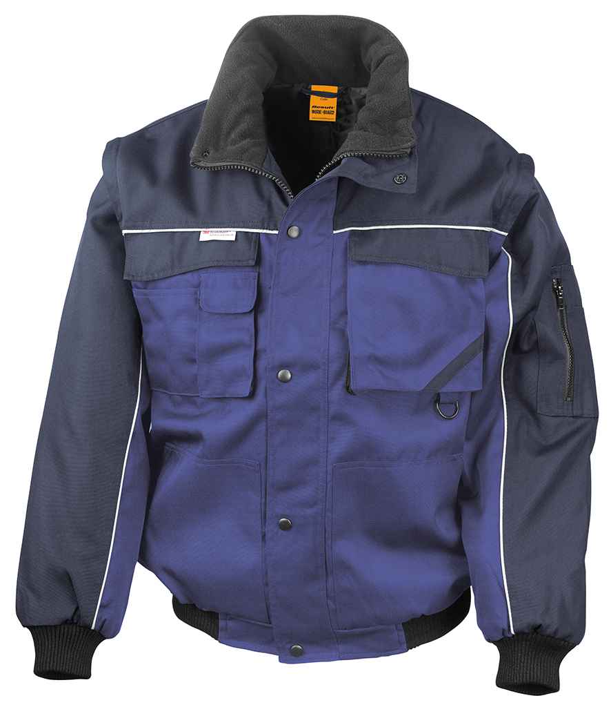 Result Work-Guard Zip Sleeve Heavy Duty Jacket in Royal Blue Navy by Result Work-Guard — Custom branded clothing by Print Press, featuring premium embroidery produced in our specialist print lab in the UK.