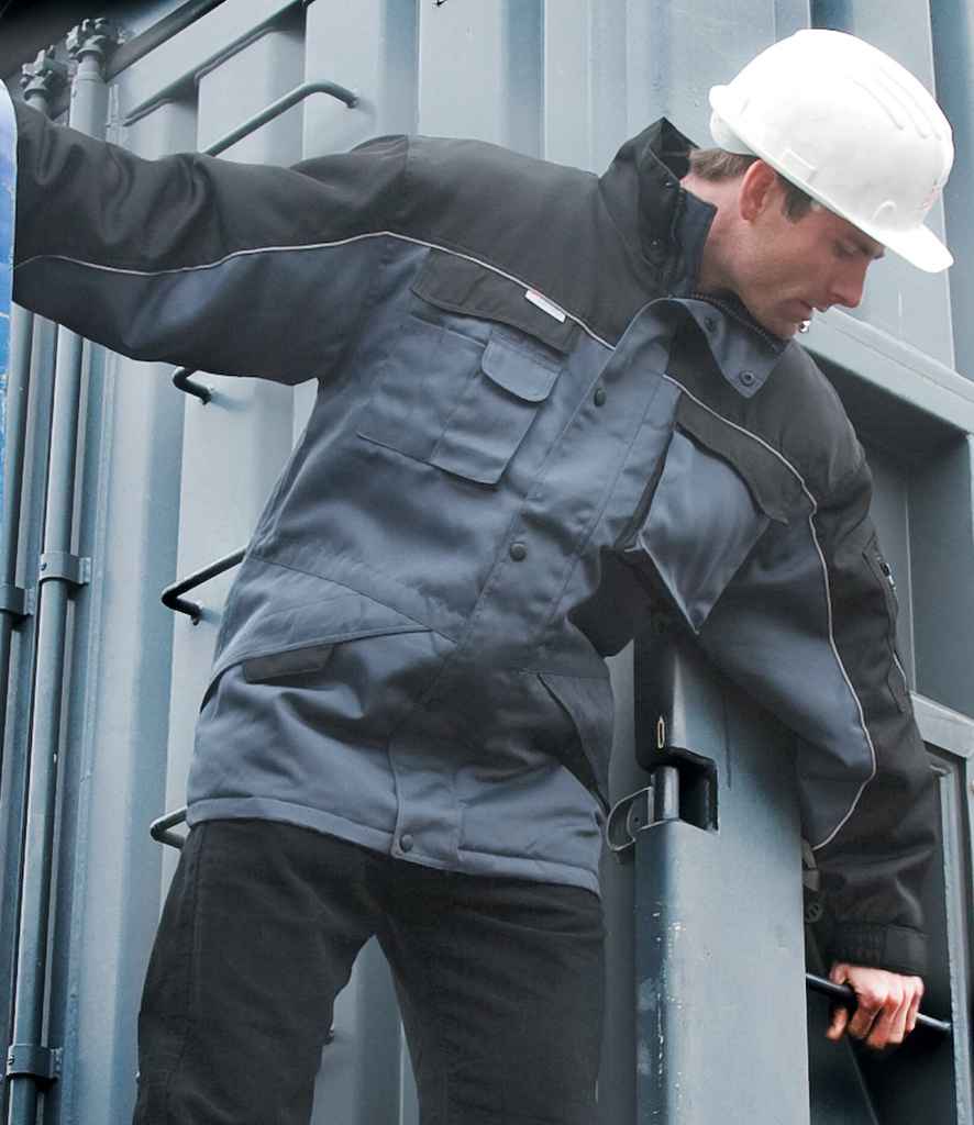 Result Work-Guard Heavy Duty Combo Coat in Grey Black by Result Work-Guard — Custom branded clothing by Print Press, featuring premium embroidery produced in our specialist print lab in the UK.
