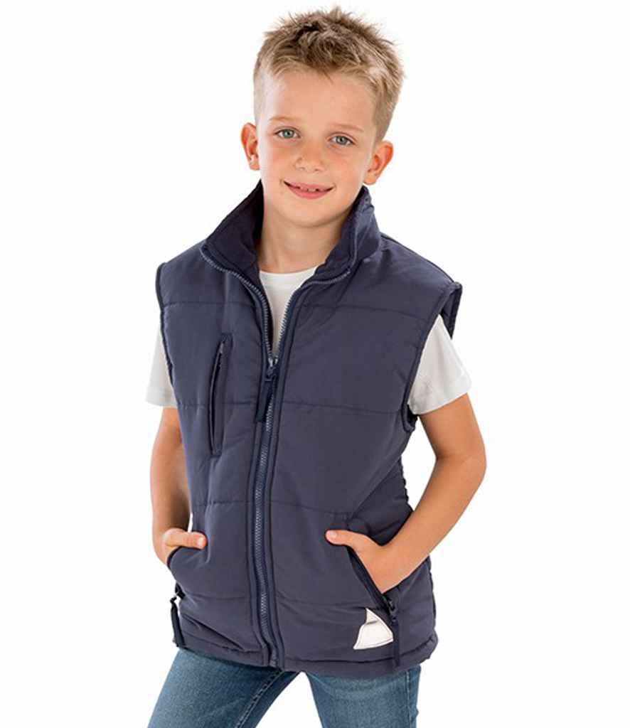 Result Kids Ultra Padded Bodywarmer in Navy by Result — Custom branded clothing by Print Press, featuring premium embroidery produced in our specialist print lab in the UK.