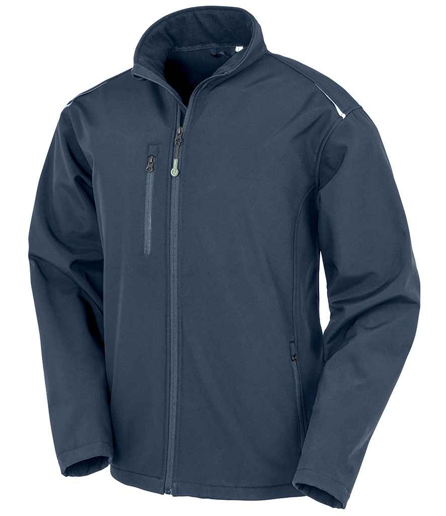 Result Genuine Recycled Three Layer Printable Soft Shell Jacket in Navy by Result Genuine Recycled — Custom branded clothing by Print Press, featuring premium embroidery produced in our specialist print lab in the UK.