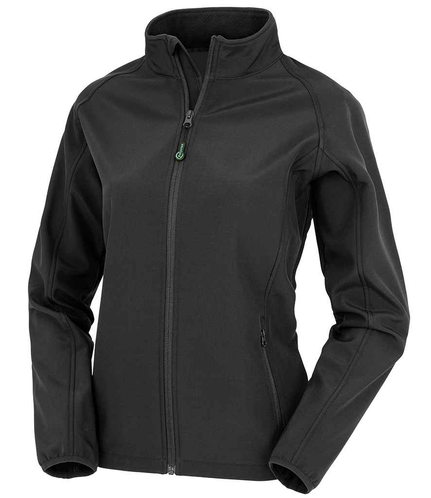 Result Genuine Recycled Ladies Printable Soft Shell Jacket in Black by Result Genuine Recycled — Custom branded clothing by Print Press, featuring premium embroidery produced in our specialist print lab in the UK.