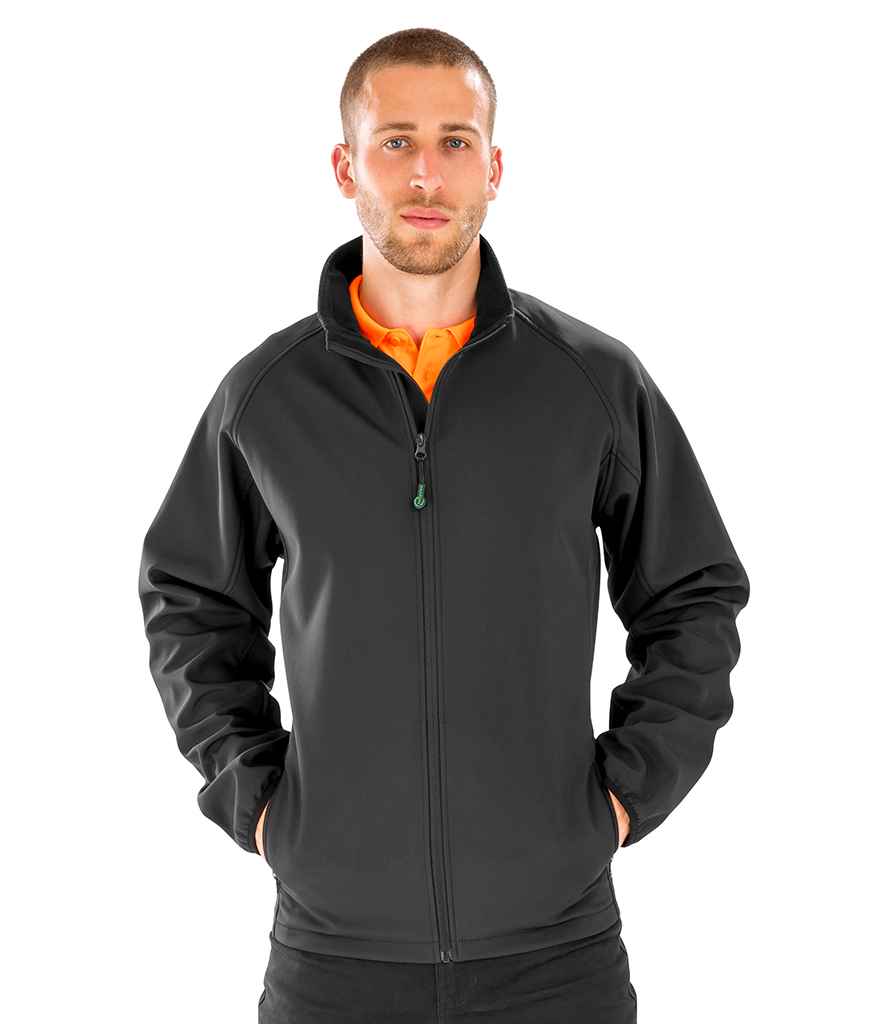 Result Genuine Recycled Printable Soft Shell Jacket in Black by Result Genuine Recycled — Custom branded clothing by Print Press, featuring premium embroidery produced in our specialist print lab in the UK.