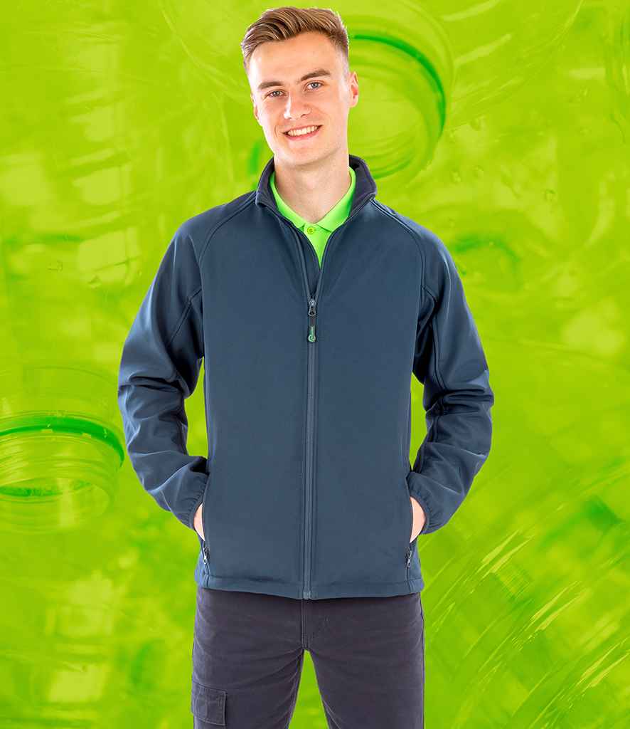 Result Genuine Recycled Printable Soft Shell Jacket in Navy by Result Genuine Recycled — Custom branded clothing by Print Press, featuring premium embroidery produced in our specialist print lab in the UK.