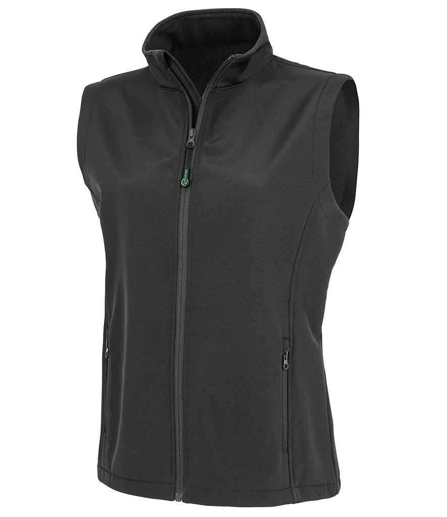 Result Genuine Recycled Ladies Printable Soft Shell Bodywarmer in Black by Result Genuine Recycled — Custom branded clothing by Print Press, featuring premium embroidery produced in our specialist print lab in the UK.