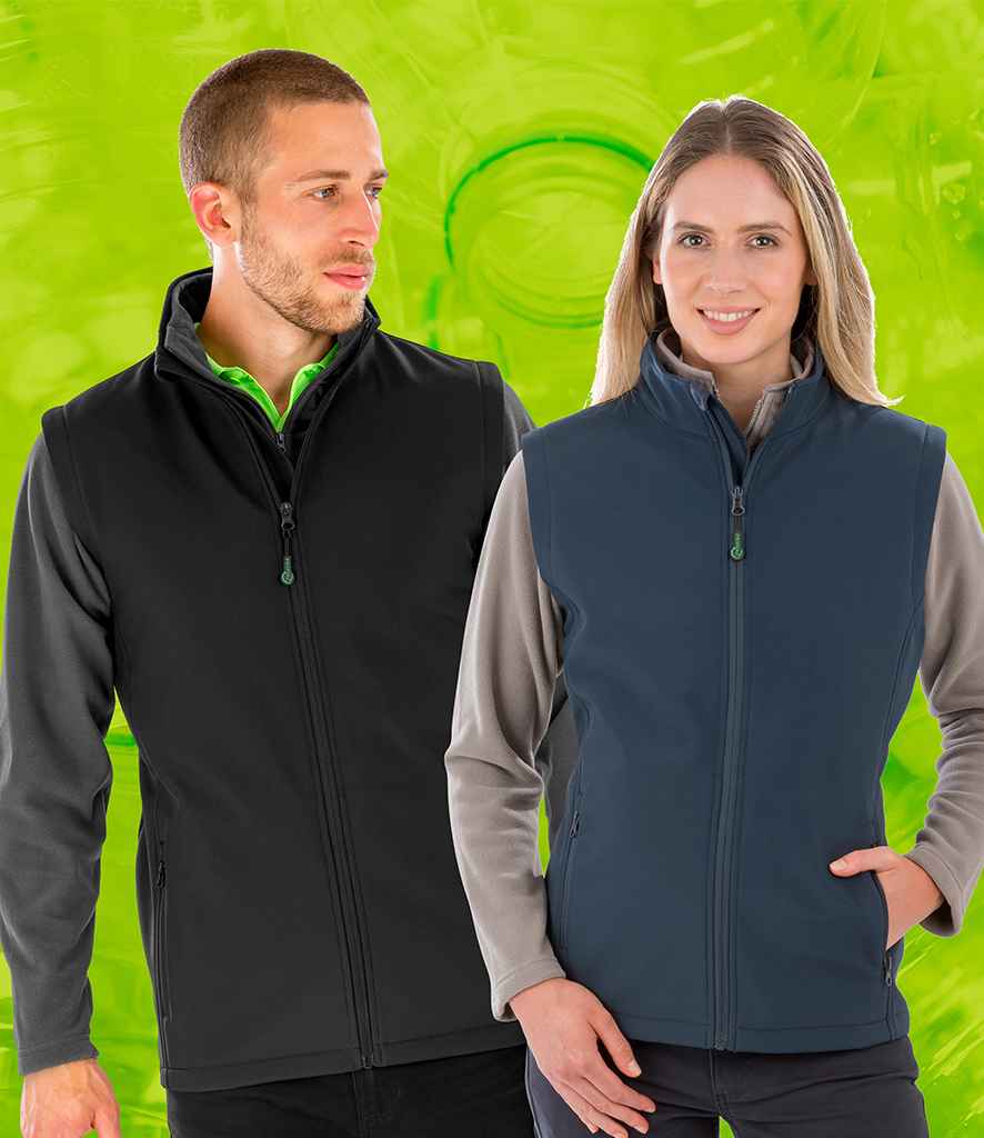 Result Genuine Recycled Printable Soft Shell Bodywarmer in Black by Result Genuine Recycled — Custom branded clothing by Print Press, featuring premium embroidery produced in our specialist print lab in the UK.