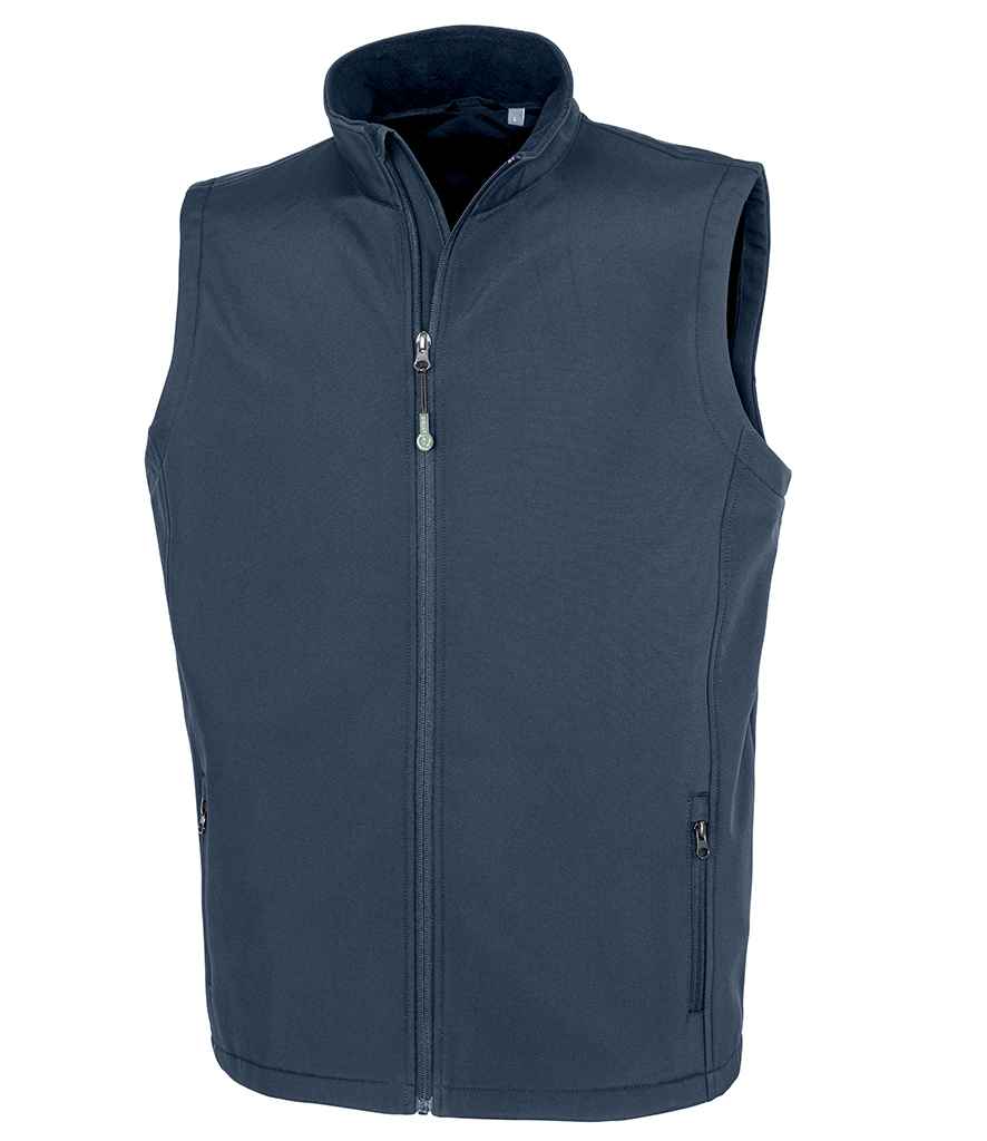 Result Genuine Recycled Printable Soft Shell Bodywarmer in Navy by Result Genuine Recycled — Custom branded clothing by Print Press, featuring premium embroidery produced in our specialist print lab in the UK.