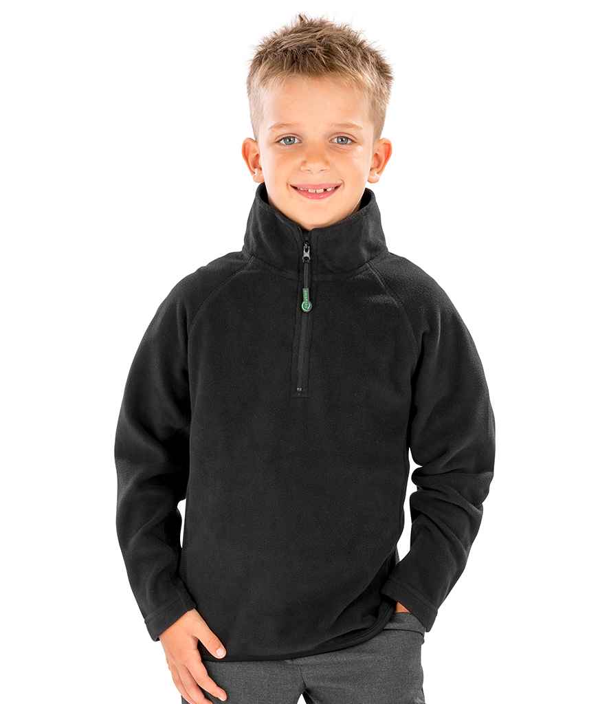 Result Genuine Recycled Kids Zip Neck Micro Fleece in Black by Result Genuine Recycled — Custom branded clothing by Print Press, featuring premium embroidery produced in our specialist print lab in the UK.