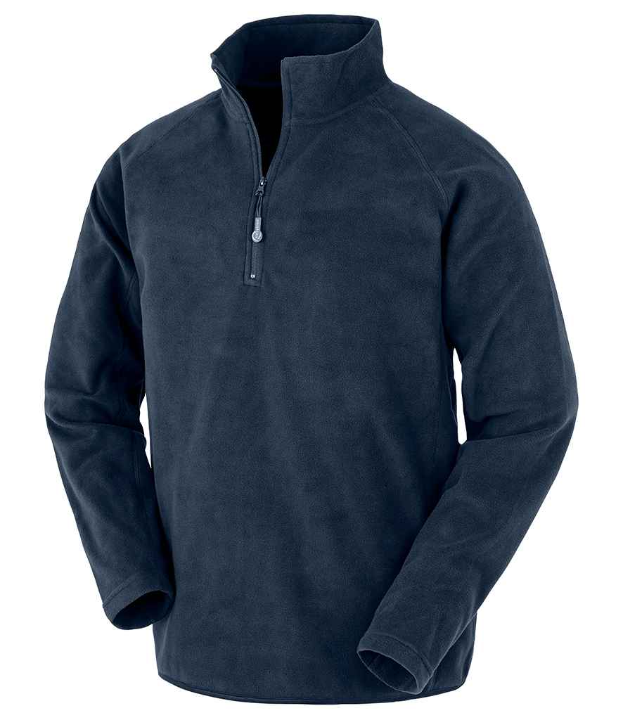 Result Genuine Recycled Zip Neck Micro Fleece in Navy by Result Genuine Recycled — Custom branded clothing by Print Press, featuring premium embroidery produced in our specialist print lab in the UK.