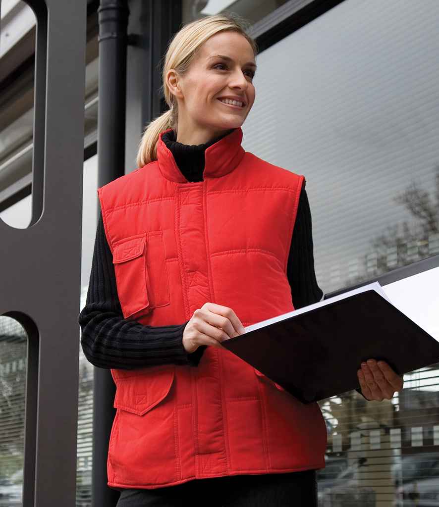 Result Promo Bodywarmer in Red by Result — Custom branded clothing by Print Press, featuring premium embroidery produced in our specialist print lab in the UK.