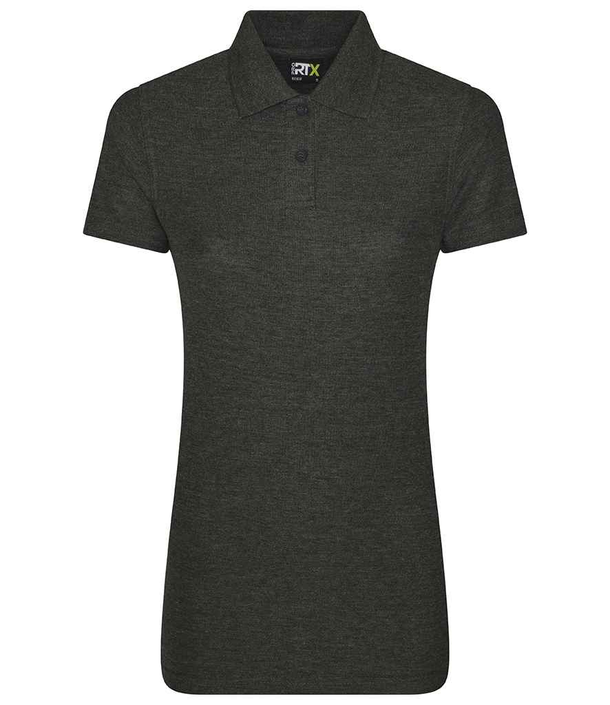 Pro RTX Ladies Pro Pique Polo Shirt in Charcoal by Pro RTX — Custom branded clothing by Print Press, featuring premium embroidery produced in our specialist print lab in the UK.