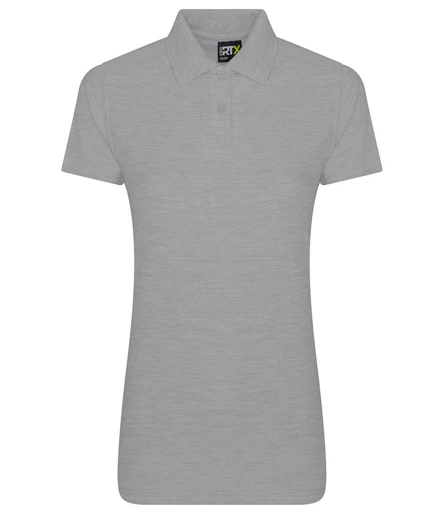 Pro RTX Ladies Pro Pique Polo Shirt in Heather Grey by Pro RTX — Custom branded clothing by Print Press, featuring premium embroidery produced in our specialist print lab in the UK.