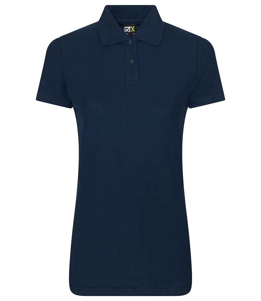 Pro RTX Ladies Pro Pique Polo Shirt in Navy by Pro RTX — Custom branded clothing by Print Press, featuring premium embroidery produced in our specialist print lab in the UK.